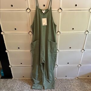 LuLaRoe Green Sleeveless Jumpsuit
